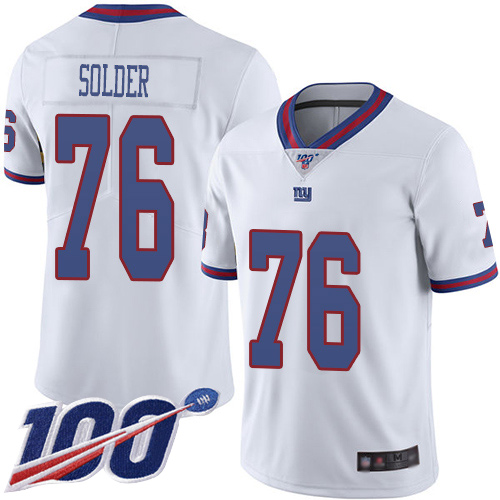 Men New York Giants #76 Nate Solder Limited White Rush Vapor Untouchable 100th Season Football NFL Jersey->youth nfl jersey->Youth Jersey